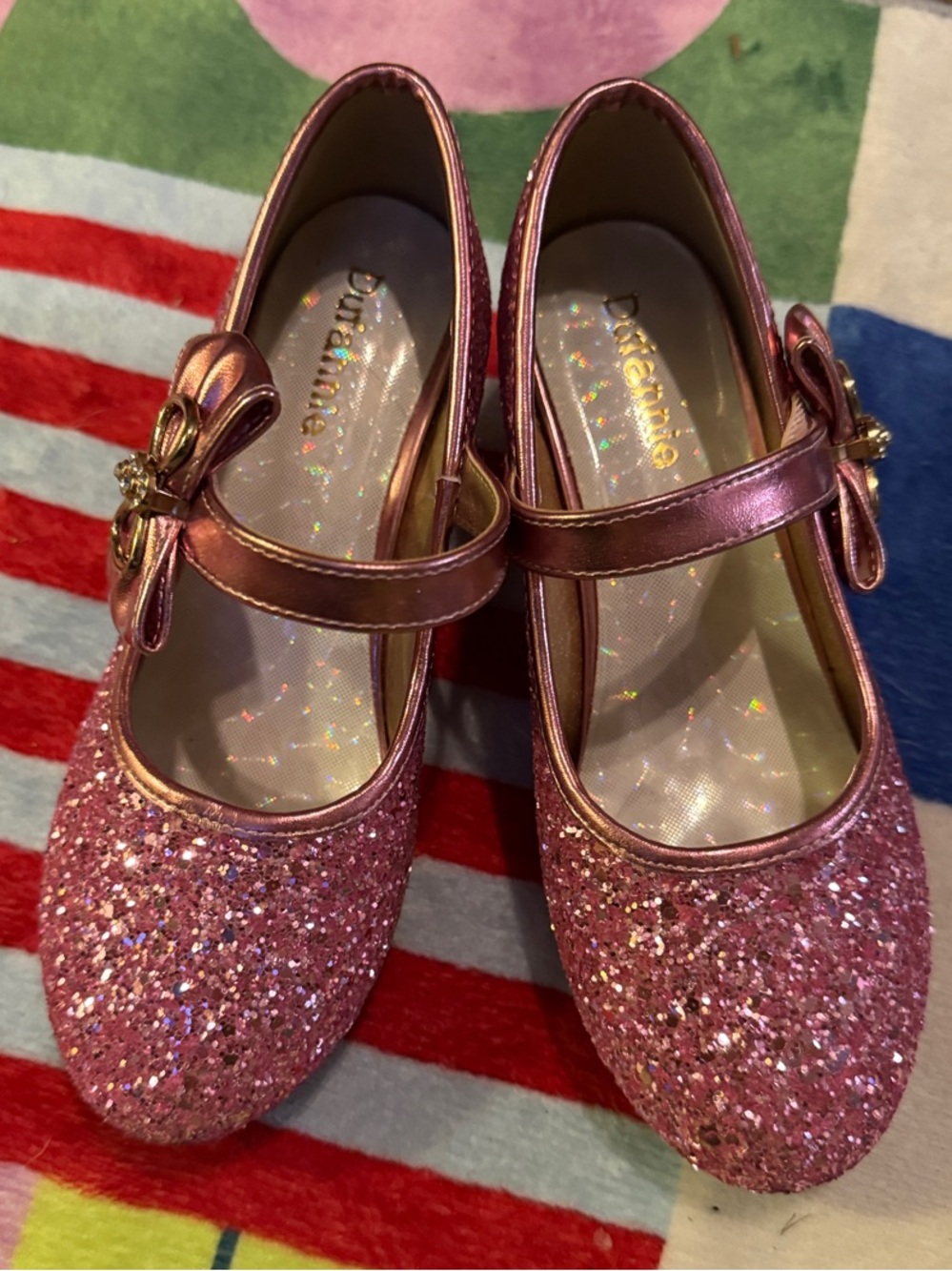 Sparkling Pink Girls' Defannie Dress Shoes with Bow Accent